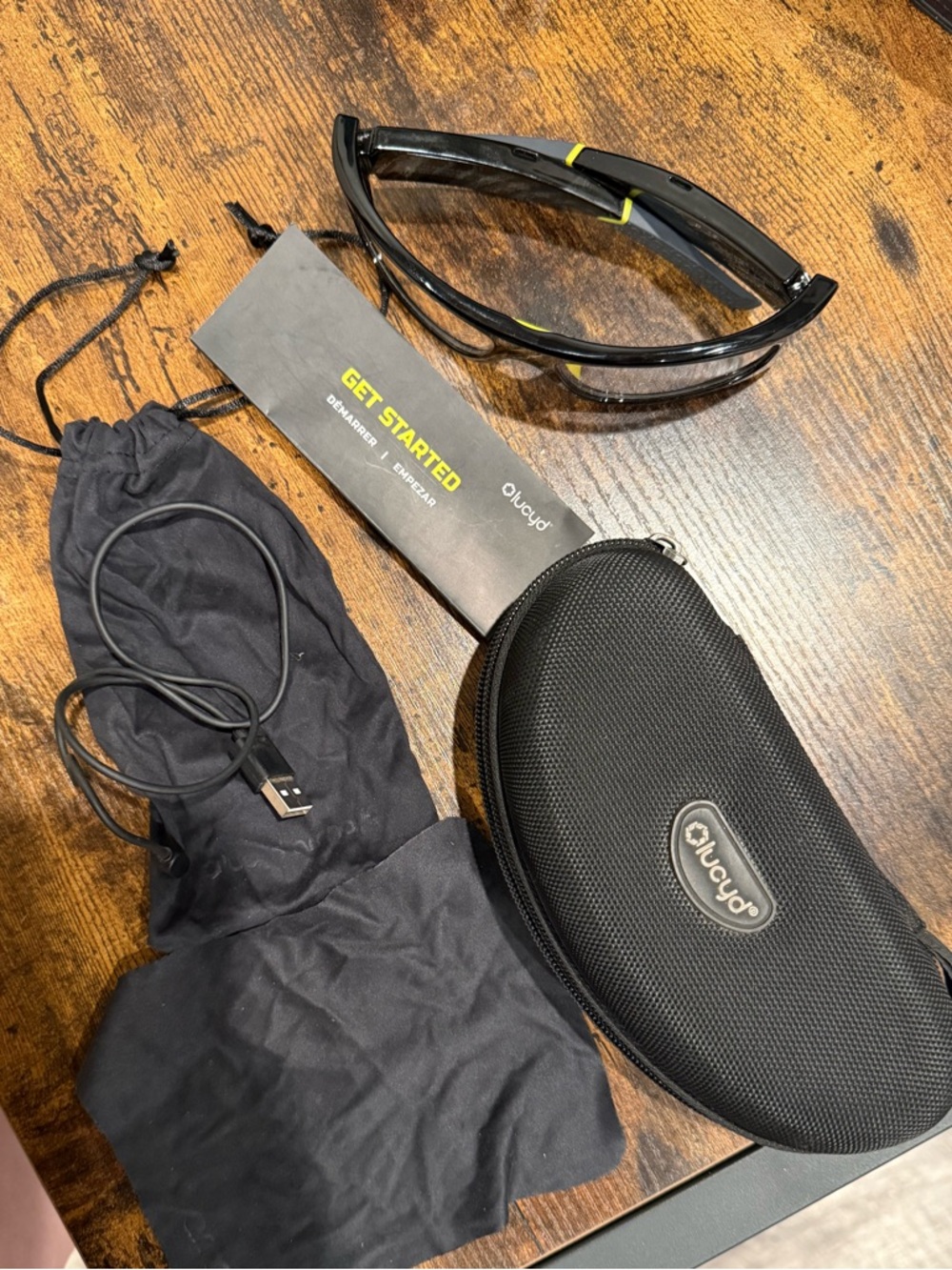 LUCYD smart glasses Black Safety Glasses with Yellow Accent - Complete Kit